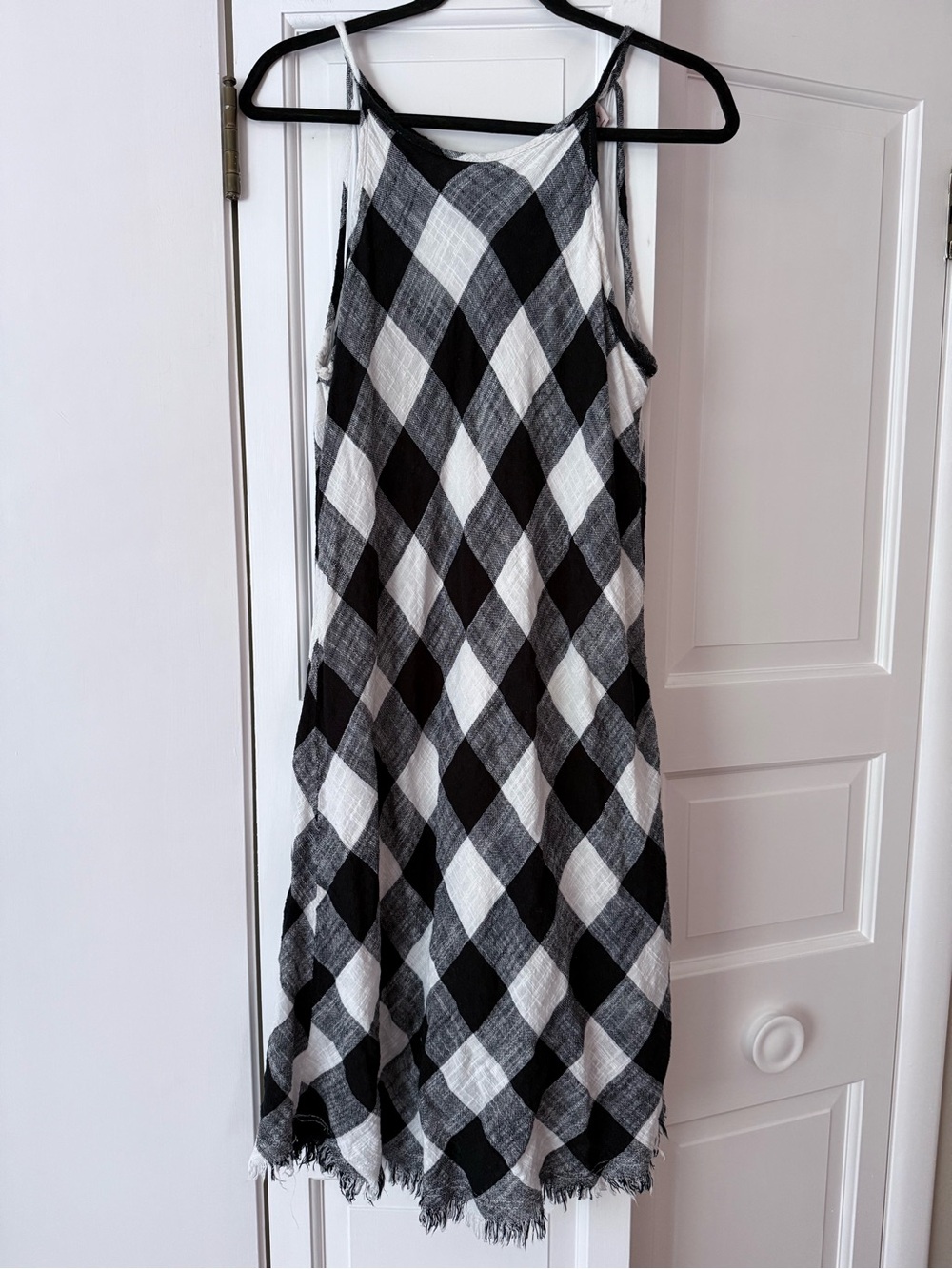 Philosophy Black White Gingham Linen Blend Dress Size 10